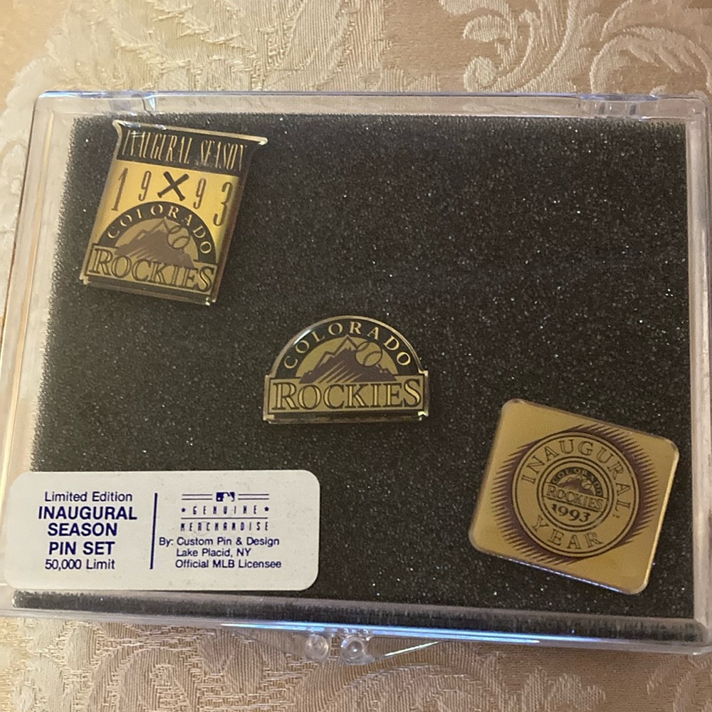 NEW Rockies inaugural 1993 season 3 pin set in original box. Limited edition.